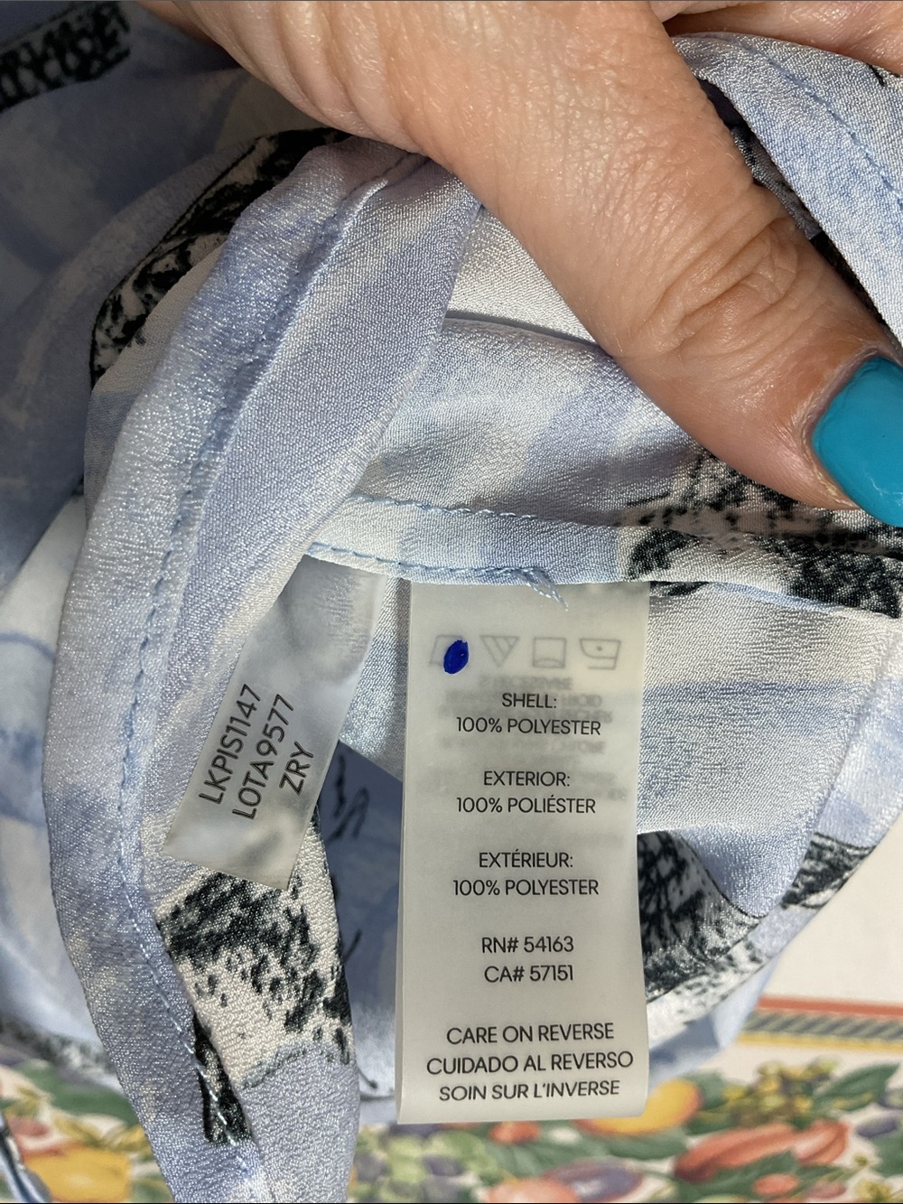 Karl Lagerfeld Paris Whimsical Eiffel Tower Roll-Tab Blouse Size S Blue - Picture 8 of 8